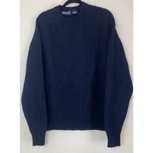 VTG Wentworth Sweater Mens XL Blue Crew Neck Wool Nylon Tight Knit Pullover 90s